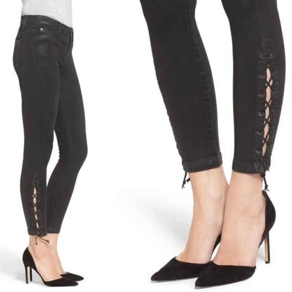 Hudson Nix Lace Up Hem Skinny Crop size 30